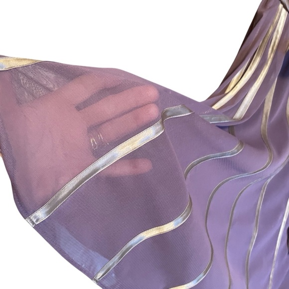 Jack Vert Sleeveless Lilac and Silver Occasion Dress-Sheer Overlay-Size 14 Can - Picture 3 of 10